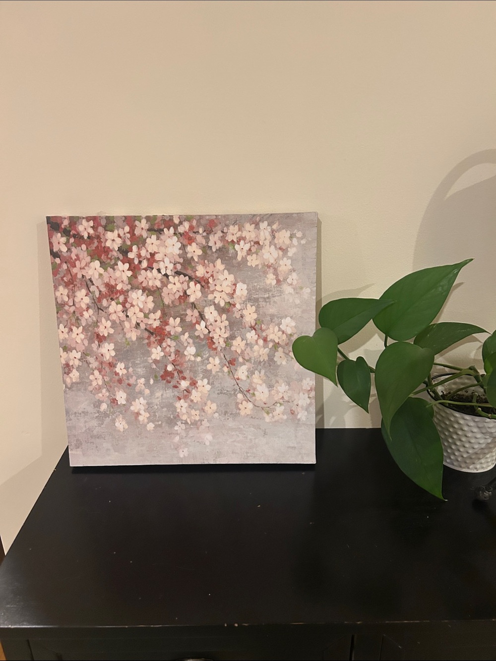 Source Unknown Cherry Blossom Canvas - White, Pink & Green